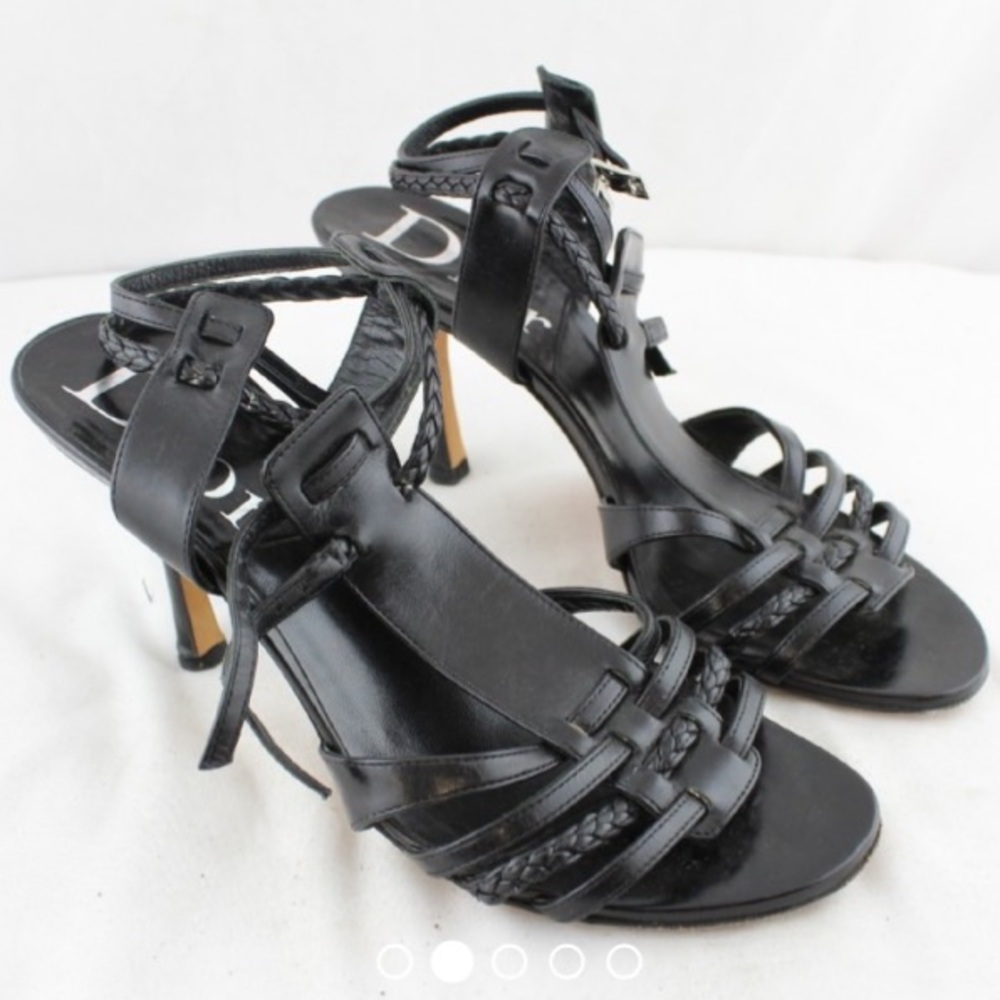 Christian Dior Black Ankle Strap Heels  Size 5.5
